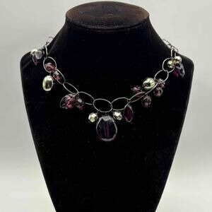 Purple & Silver Crystal Necklace